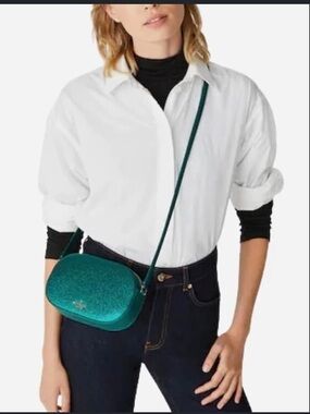 kate spade Teal Glitter Oval Crossbody Bag